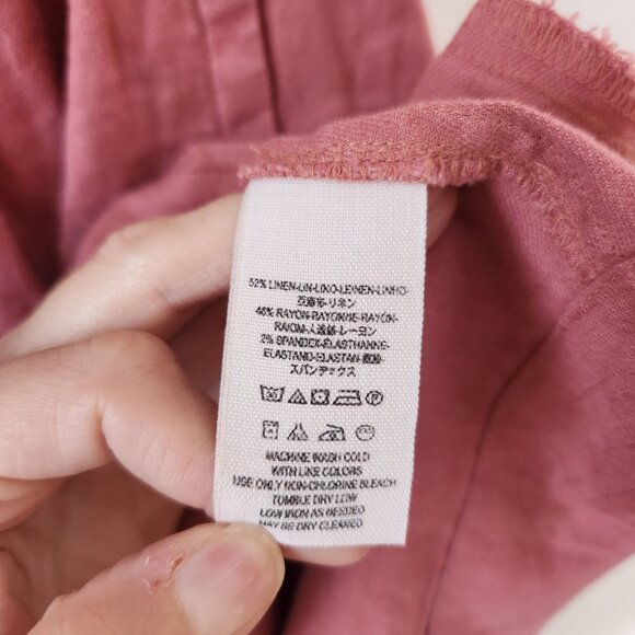 Free People Moonshine Linen Blend Pink Dress Summer Beachy Women's S - Picture 10 of 11